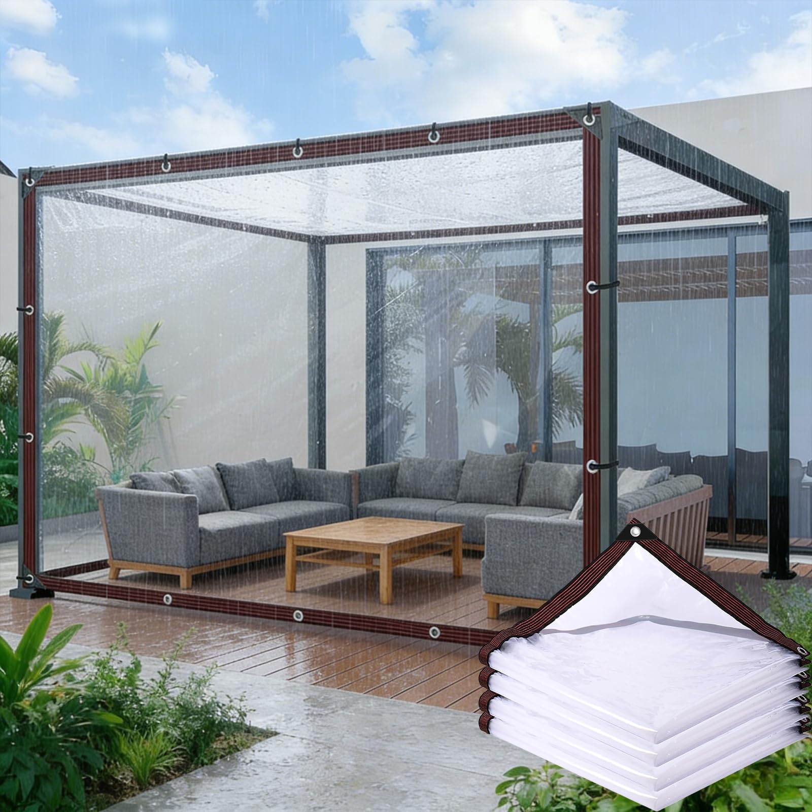 Lona transparente resistente a los rayos UV e impermeable exterior