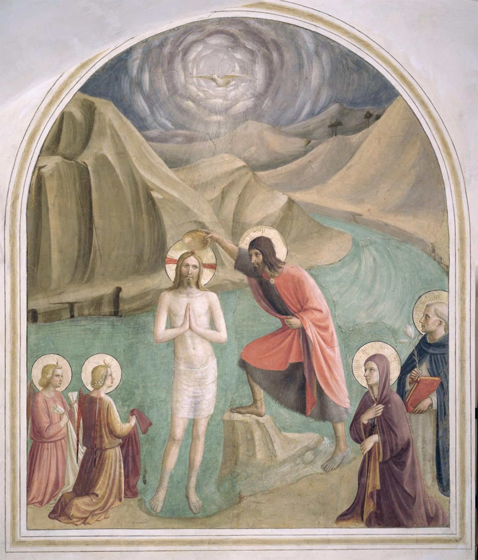 POSTERIIk Famous Modern Artwork Art Mural the Baptism of Christ by Fra Angelico Oil Paintings Pictures for Home Decor 60x90cm