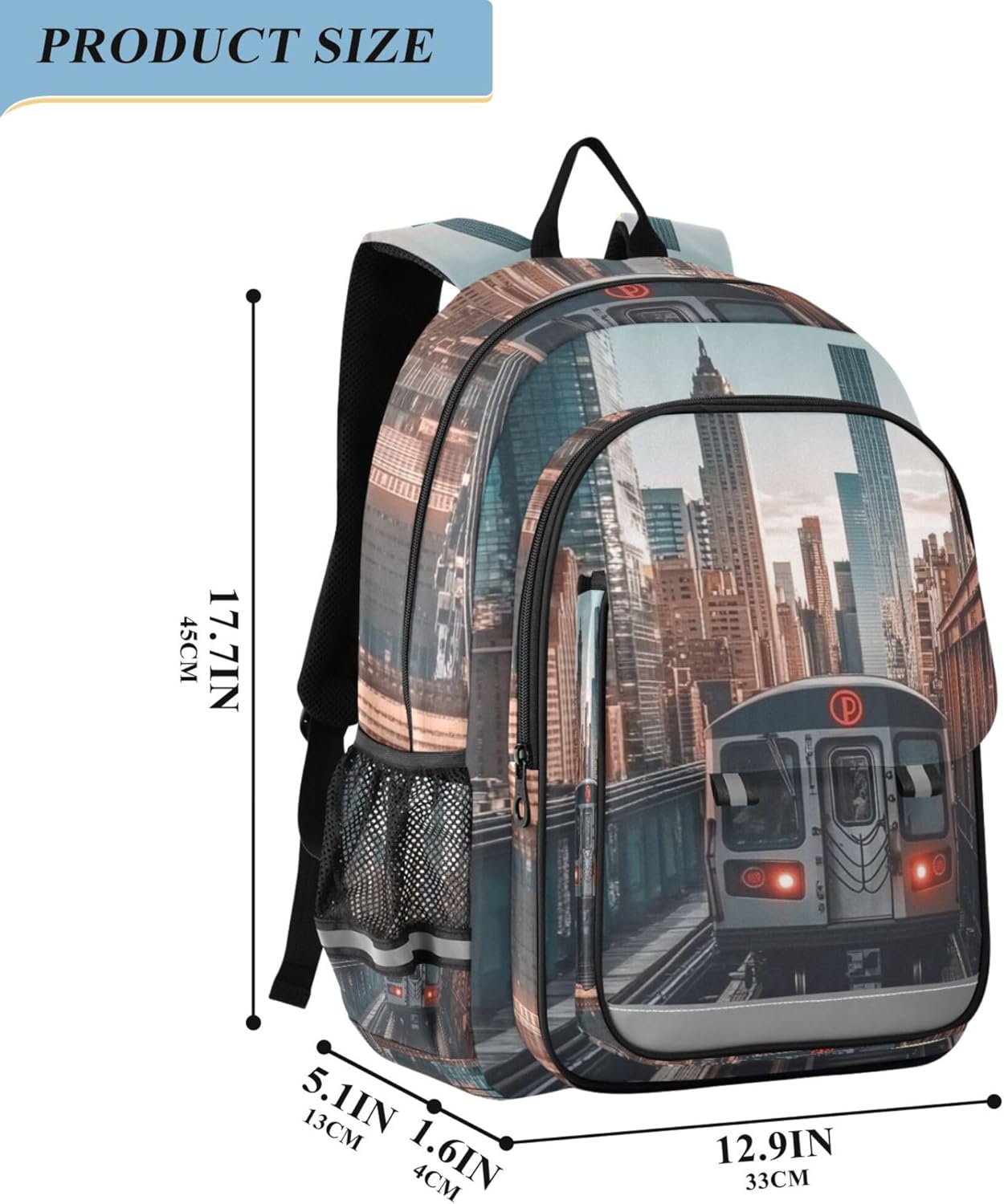 City Subway Backpack Lightweight Bookbag Laptop Backpack College School Bag for Teen Boys and Girls with Reflective Stripes - Image 2