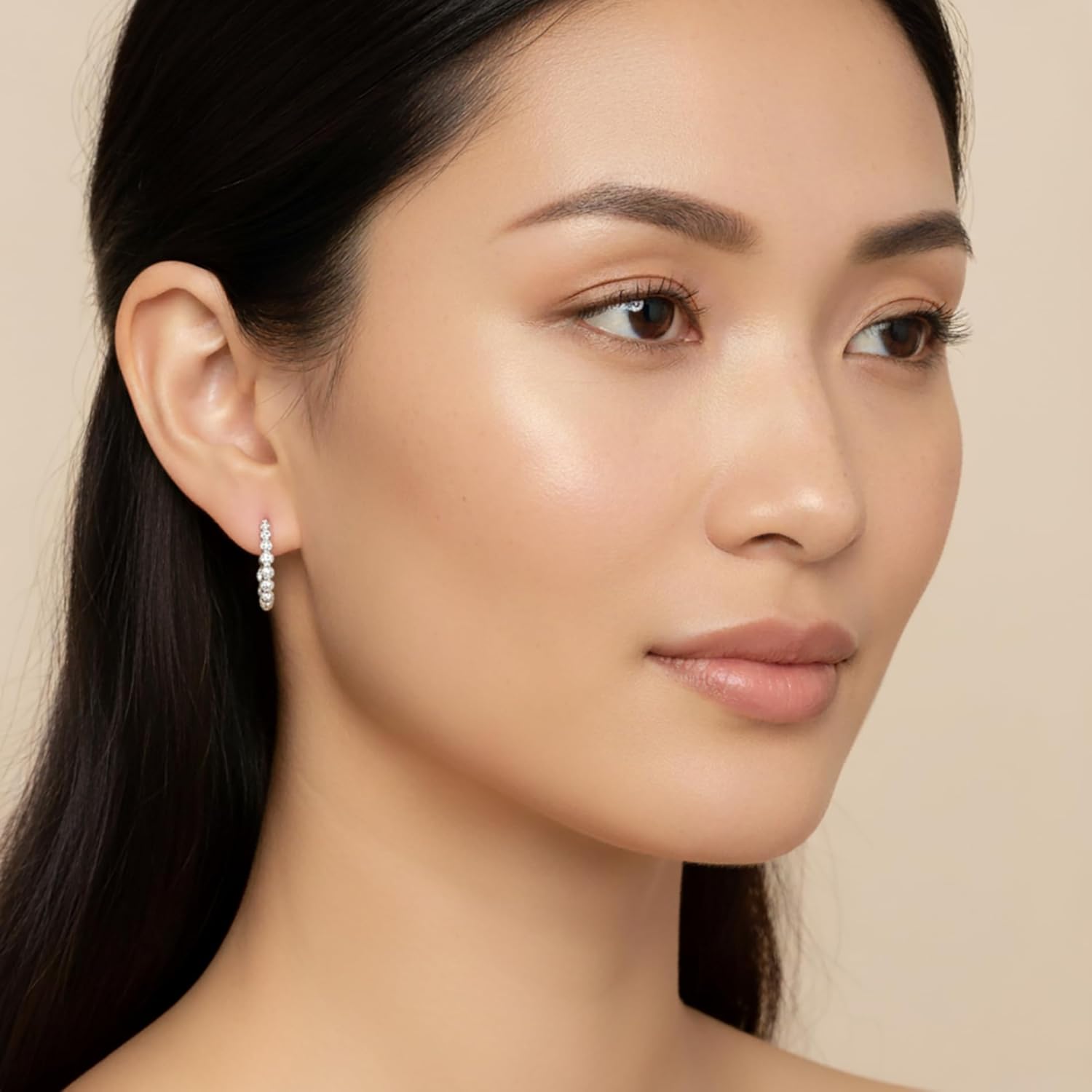 Willowbird 25mm Polished Beaded Hoop Earrings for Women 925 Sterling Silver - Image 4