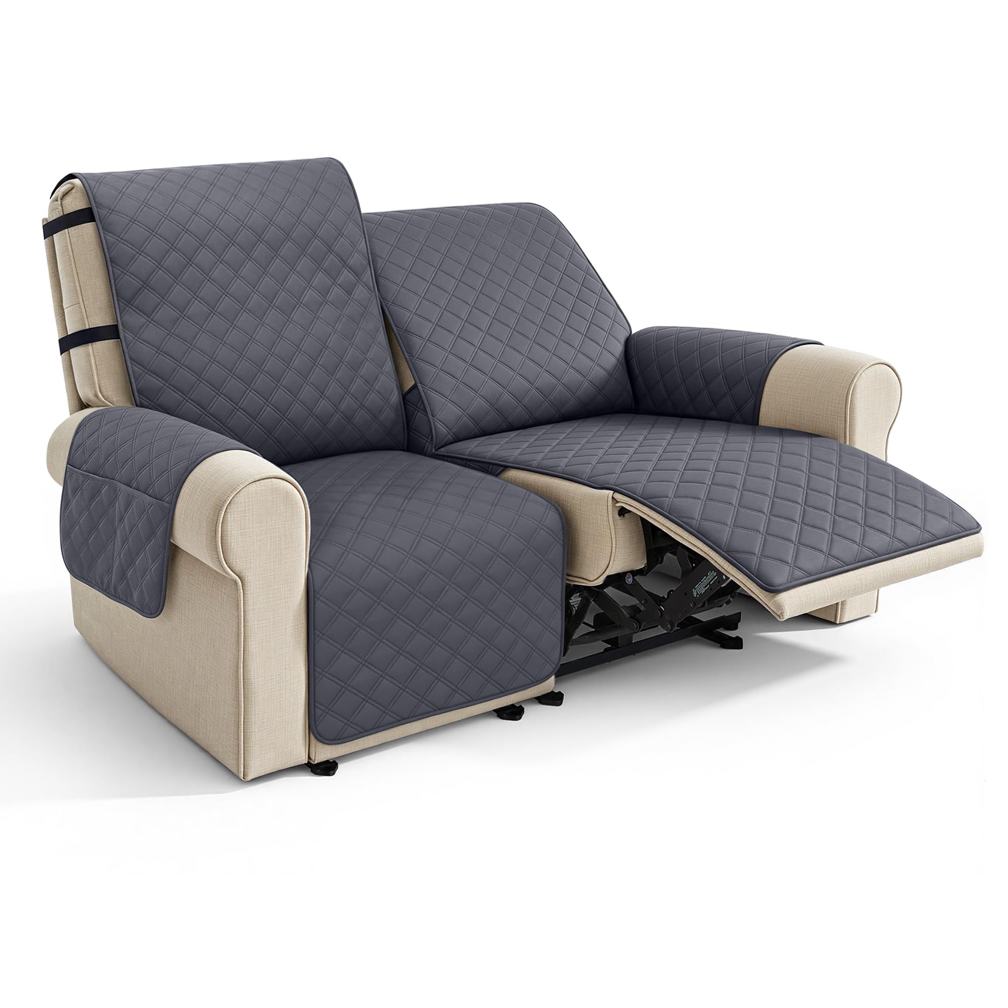 M MCombo 2 Sitzer Sesselschoner für Relaxsessel, Wasserdicht & Anti-Rutsch Sesselbezug mit Armlehne & Taschen, Kratzfester Sofabezug für Fernsehsessel 7009 7705 7719, 1833M1 (2-Sitzer)