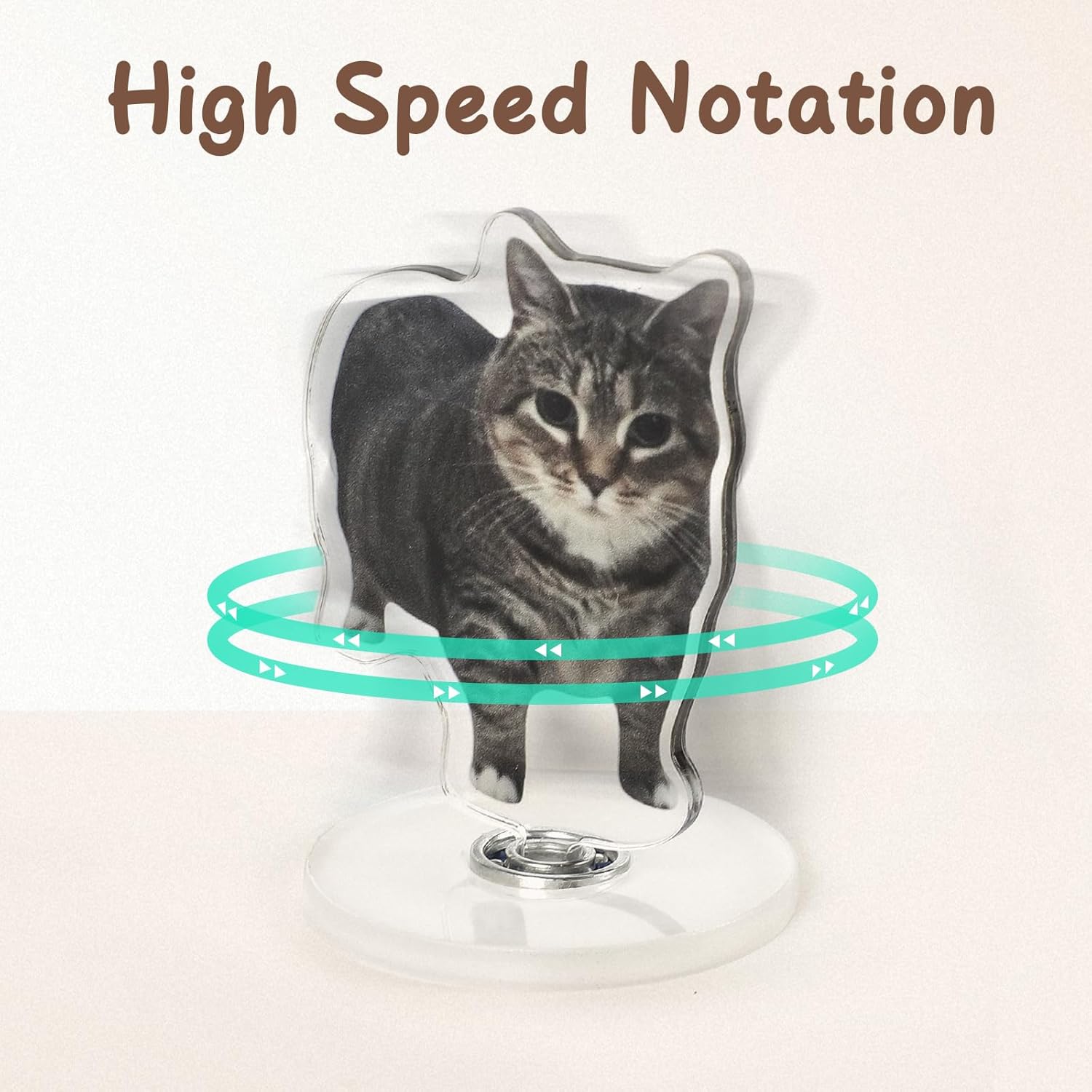 Oiiai Spinning Cat Acrylic Ornament on Desk to Relieve Stress,Fidget Ornament for Electronic Music Art,Oiiaioooooiai (Transparent)