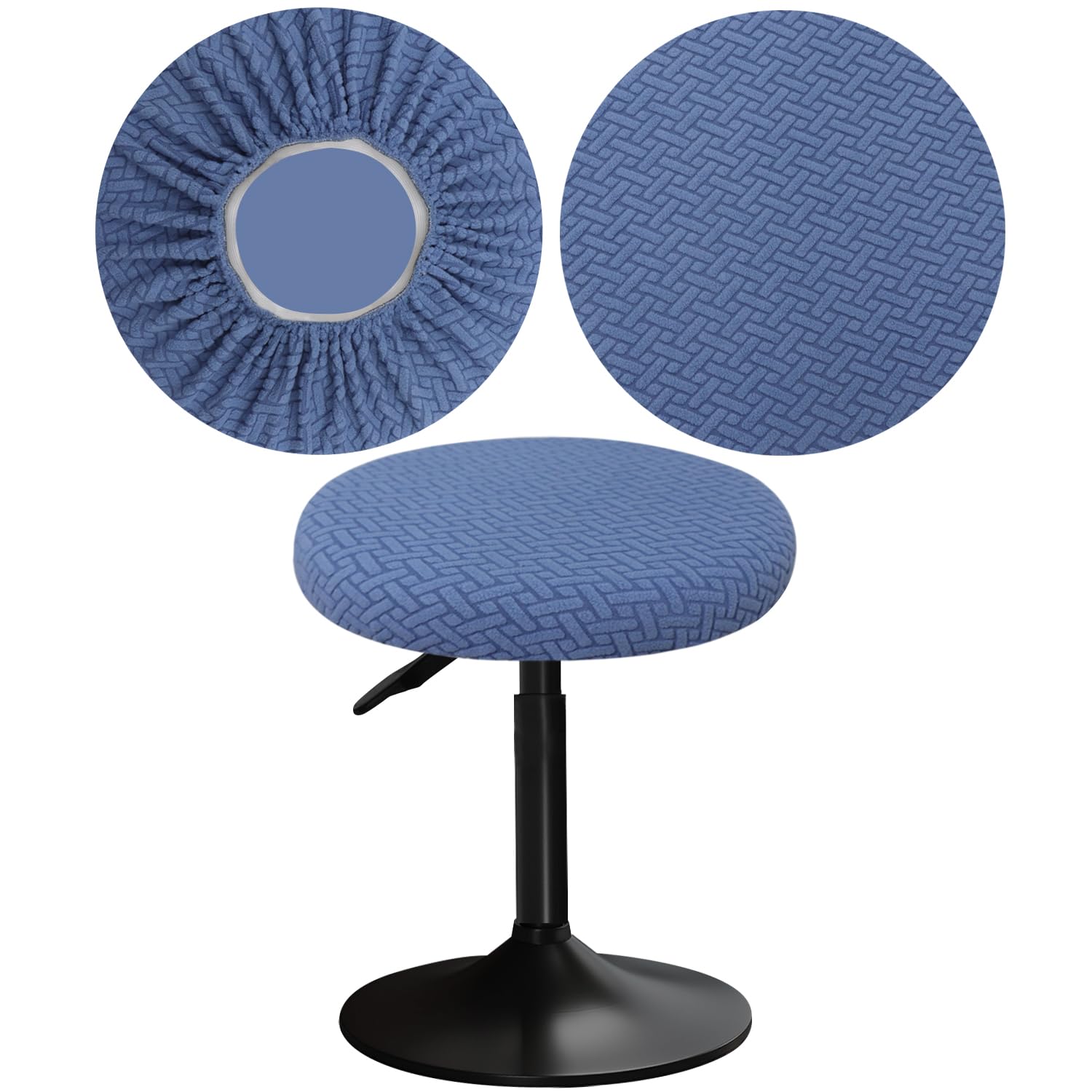 YINGAYOU Stool Covers Round 12-16"/30-40cm with Jacquard Bar Stool Seat Covers Round, Elastic Soft and Comfortable are Rich Color (1, Blue)