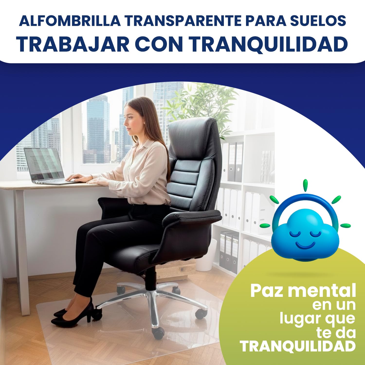 Protector Suelo Silla Ruedas 90x120 cm, Alfombra Silla Escritorio Transparente PVC Duro Antideslizante para Parquet Laminado Vinilo, Incluye Alfombrilla 25x30 cm + Adhesivos