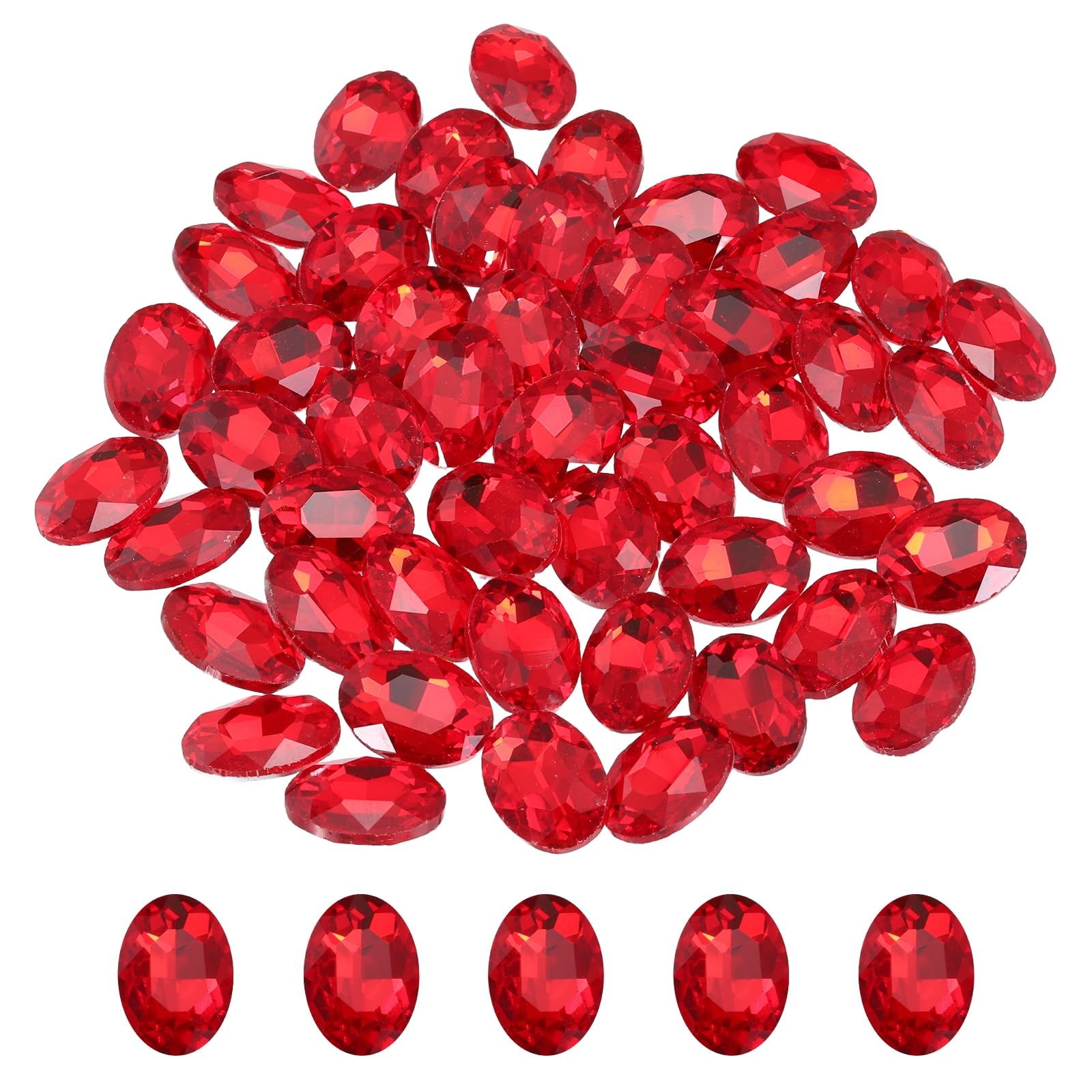 Gemas de cristal facetado ovaladas en rojo intenso para alta bisutería, 100 piezas premium
