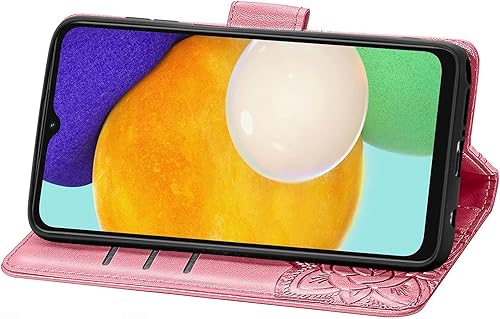 Miniatura 3 de Funda diseñada para Samsung Galaxy A13 5G, correa de muñeca con función atril y función atril de piel sintética, para tarjetas de efectivo, funda