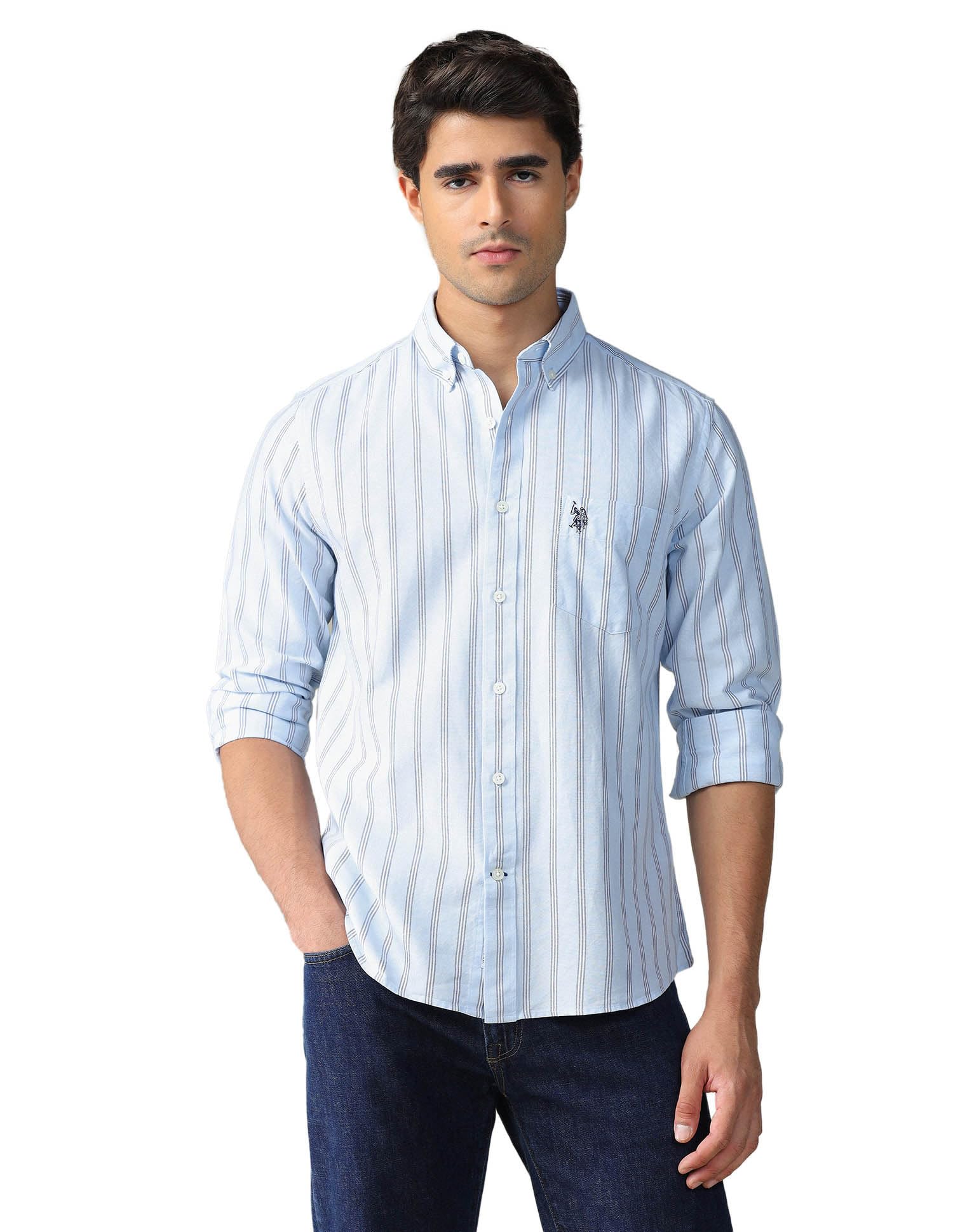 u.s. polo assn. U.S.Polo Association Men's Vertical Striped Button Down Shirt-picture-41