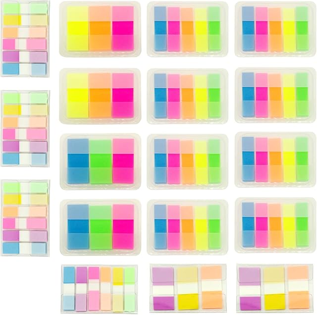 1640 Pieces Sticky Notes Pop up Index Label Text Highlighter Strips, Transparent Tabs Flags Stickers for Page Marker, PietyPet