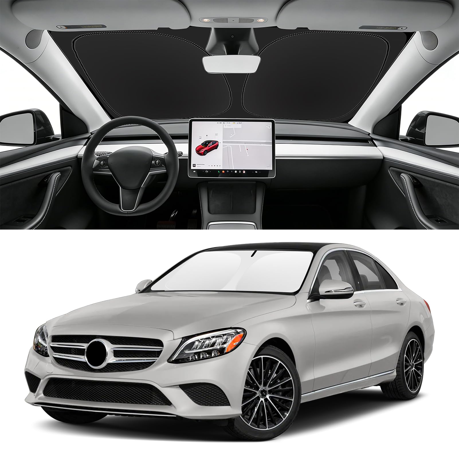 Windshield Sun Shade for Mercedes-Benz C-Class 2008-2024