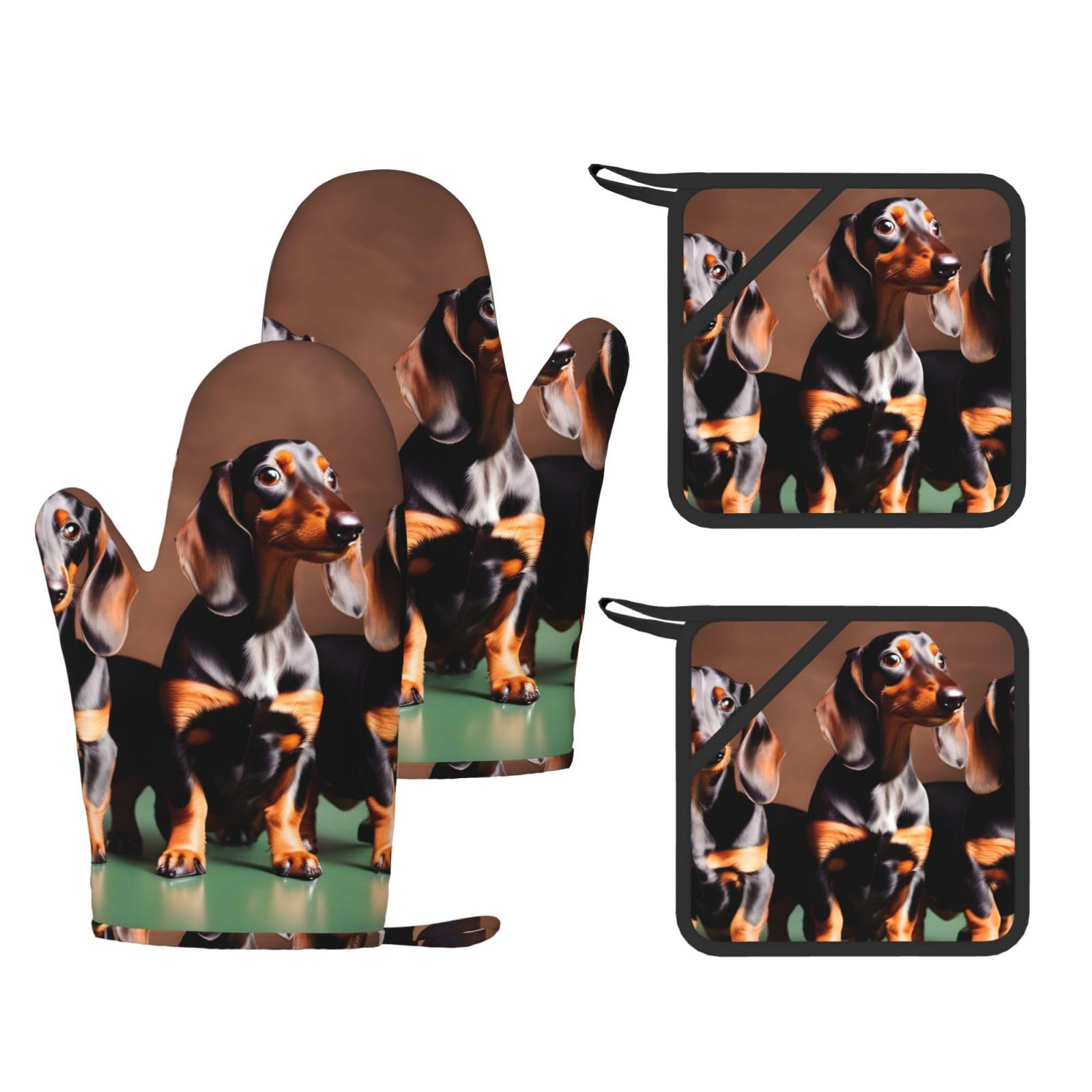 Maniques en silicone teckel isolantes pour plats chauds