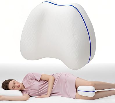 WORKKOOL Side Sleeper Pillow for Spine Alignment - Memory Foam Leg & Knee Support Pillow, Breathable Washable Cover, Relieves Back & Hip Pain, Multi-Use for Bed/Couch/Travel, 12x22x10cm