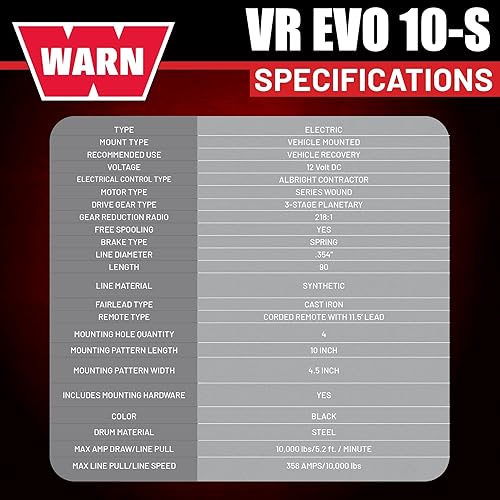 Miniatura 5 de WARN 103250 VR EVO 8 - Cabrestante estándar con cable de acero