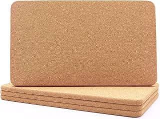 KITLAB 4-Pack Thick High-Density Cork Trivets, 12x7 Inch Rectangle Heat-Resistant Hot Pads & Placemats for Kitchen Tables