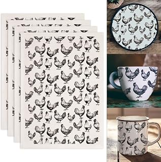 SUPERDANT 4PCS Chickens Underglaze Paper Transfer Animal Transfer Paper for Clay Ceramic Porcelain Under Glaze Transfers for Pottery Enamel Decals Black Underglaze Decal Papers Handcrafted Gifts