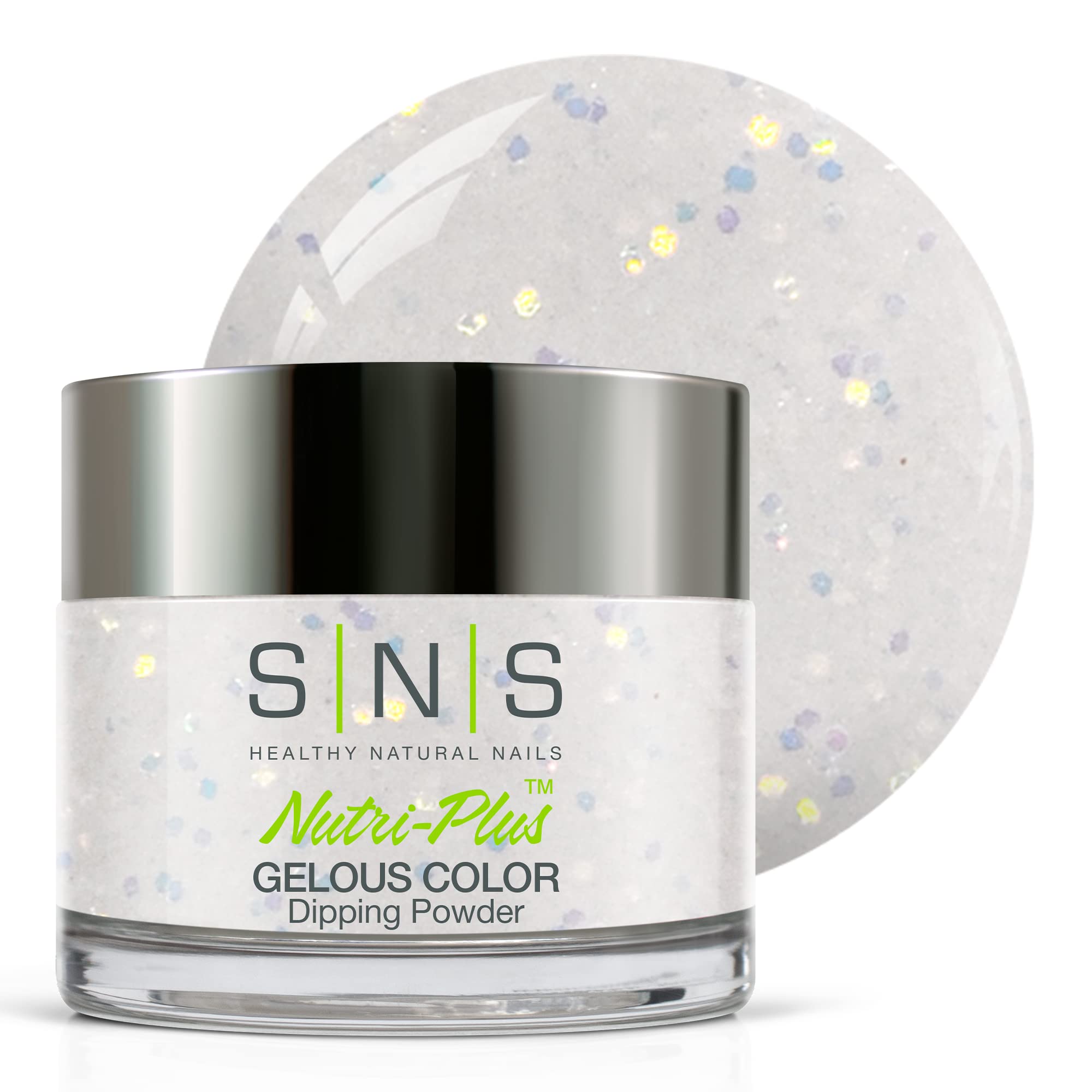 SNS Nail Dip Powder, Gelous Color Dipping Powder - Moonlit Gondola (White, Cream/Silver, Glitter) - Long-Lasting Dip Nail Color Dip Nail Color Lasts