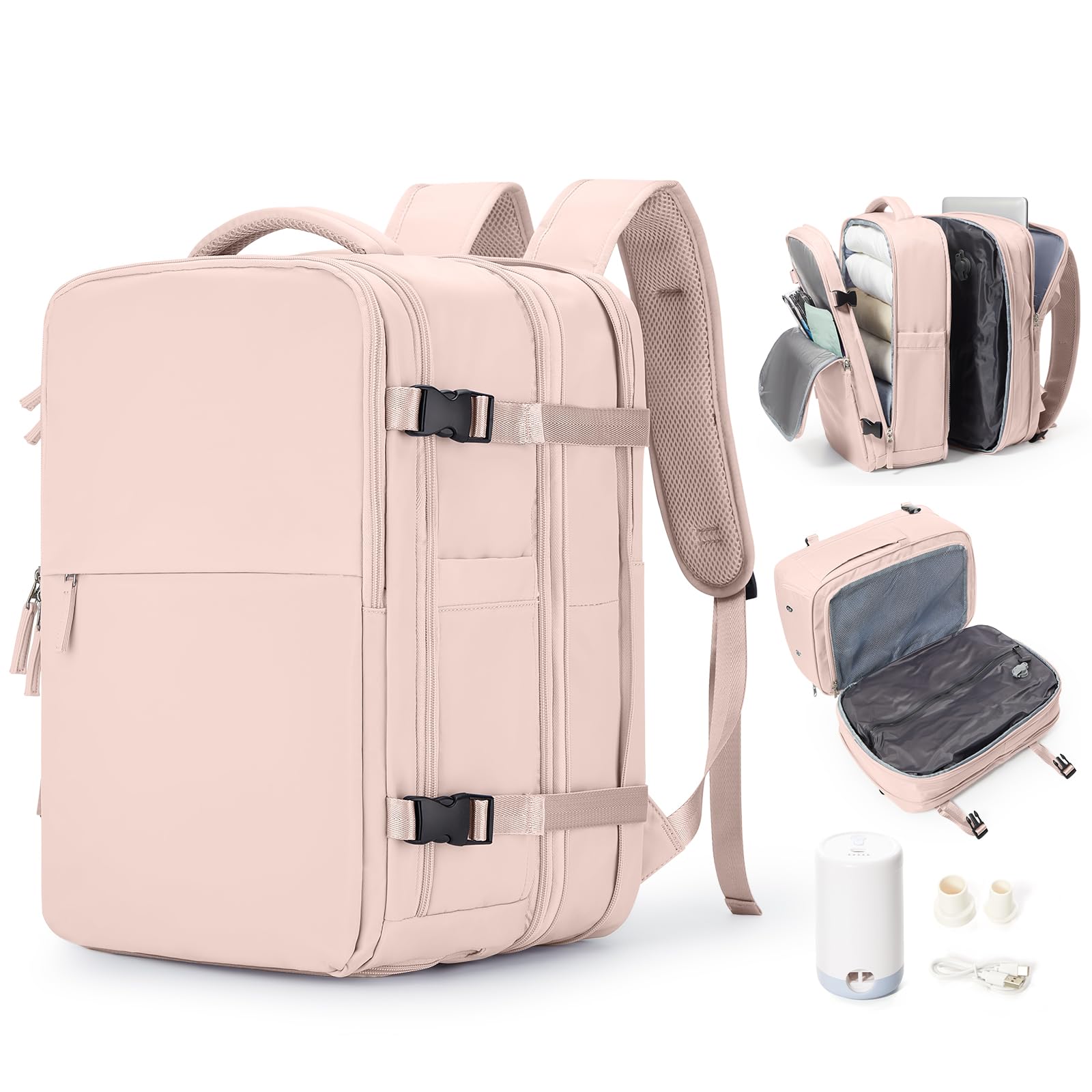 Cabin Bags for Travel, Underseat Carry on Hand Luggage Backpack for Women Airplane Approved Travel Backpack Personal Item Travel Bag 14 inch Laptop Backpack for Business Casual Work Beige — view 19