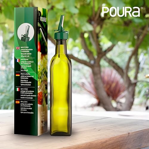 Miniatura 8 de Poura Juego de rociadores de botellas de vinagre y aceite de oliva con boquillas únicas de vertido ClickSeal  Botellas dispensadoras de aceite y