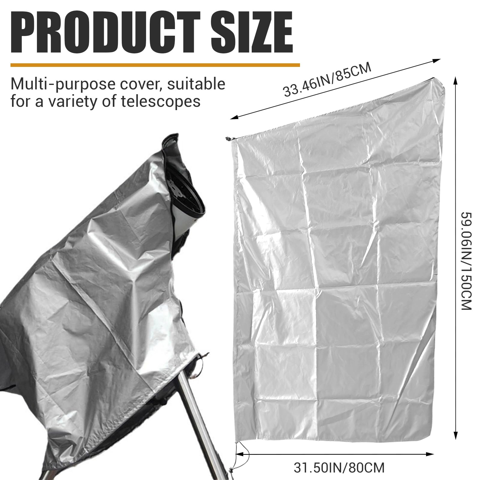 Housse de télescope avec cordon de serrage réglable - Housse de protection solaire étanche à la poussière - Pour l'intérieur et l'extérieur - 150 x 85 cm