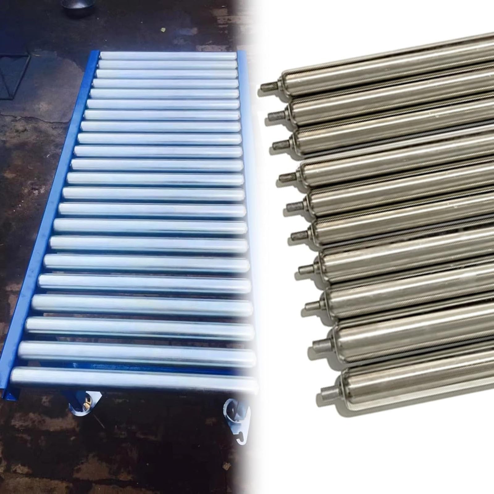 Lot de 10 rouleaux de convoyeur robustes en acier inoxydable - 50 mm de diamètre x 1000 mm de long - Rouleaux de rechange lisses pour systèmes de convoyeur commerciaux haute performance et fiables