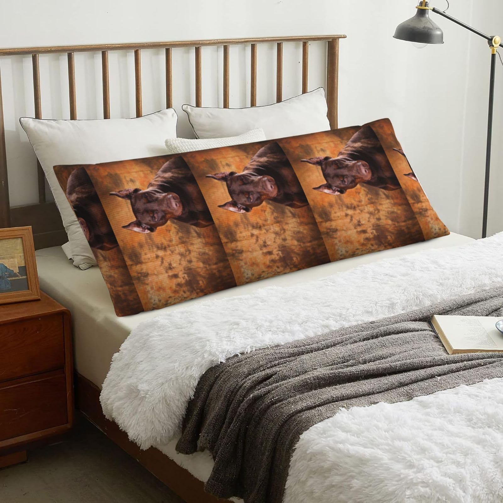 Cool Doberman Pinscher Dog, Body Pillow Cover with Zipper,Long Body Pillowcase 20 x 60 in