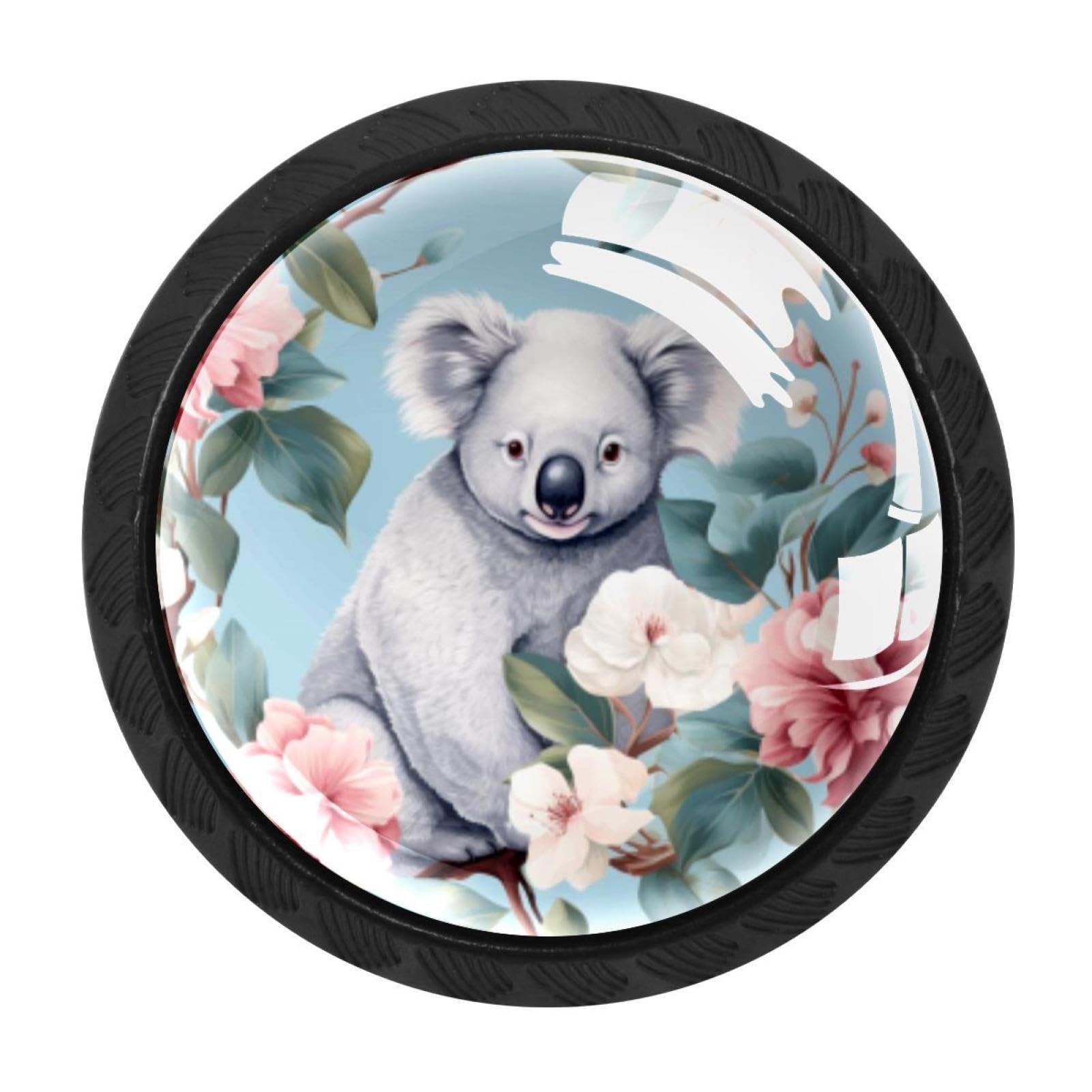 CHENZZZZ 4 Pack Koala Kitchen Cabinet Knobs Drawer Knobs Dresser Knobs Matte Black Zinc Knobs Drawer Pulls Door Knobs Dresser Drawer Handles Knobs for Dresser Drawers