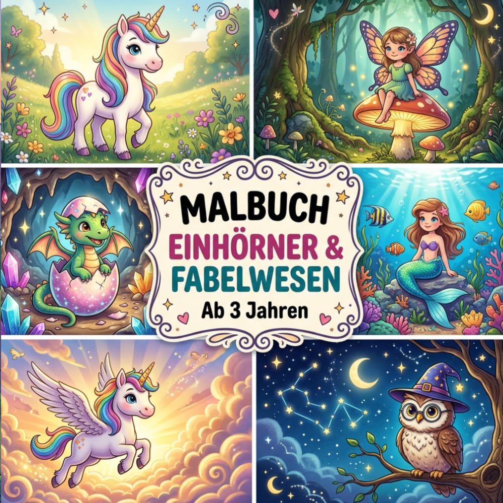Magische Wesen zum Ausmalen: Einhörner, Feen, Meerjungfrauen und Fabelwesen — 40 fantasievolle Motive für Kinder ab 4 Jahren