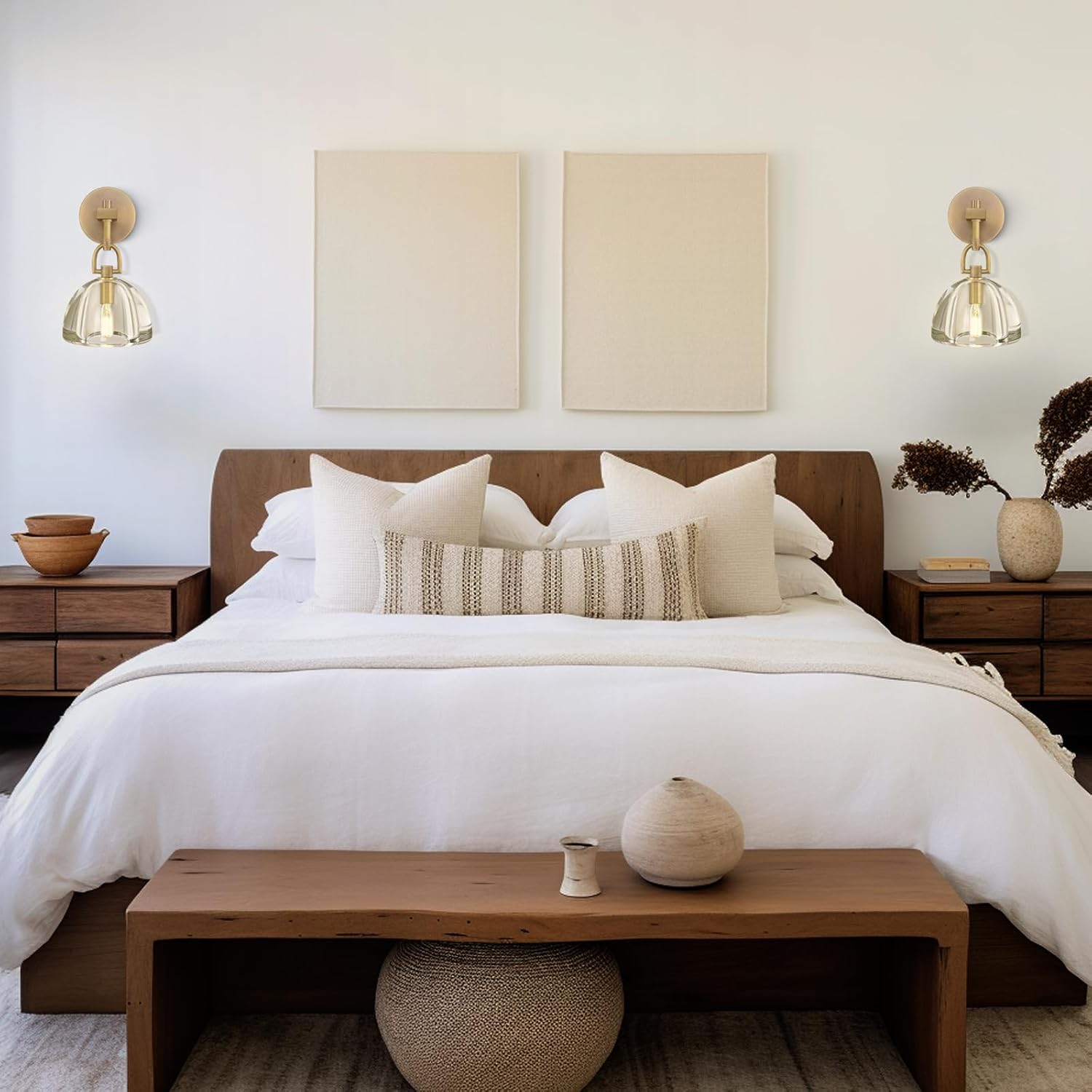 Designer K9 Crystal Dome Wall Sconce, Modern Brass Gold Bathroom Wall Sconces, Vanity Sconce Light Fixture for Luxury Bedroom/Living/Hallway/Stairs,ETL Certified,Dimmable LED Included