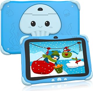 Kids Tablet 8 inch Android Toddler Tablet 2GB 64GB Tablet for Kids App Parent Control Kids Learning Tablet WiFi Dual Camera With Shockproof Case, Netflix, YouTube, for Boys Girls, ages 3-16, Blue