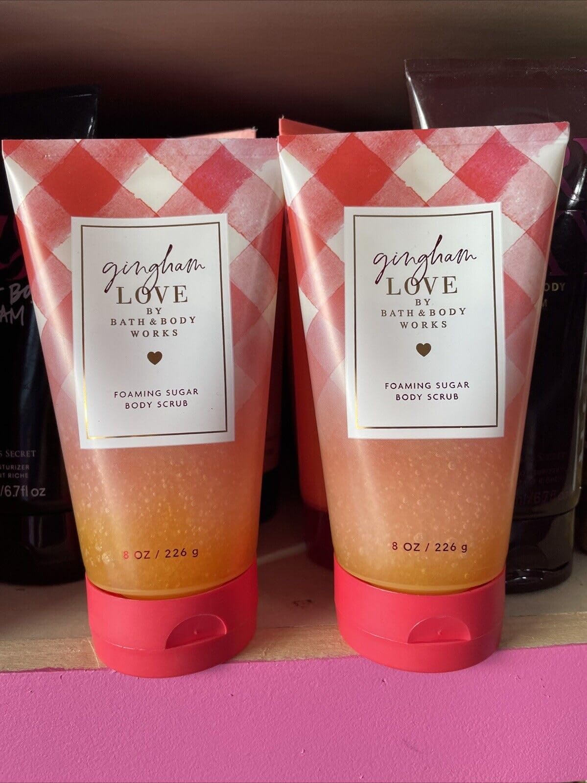 2 Gingham Love FOAMING Sugar Bath Body Scrub 8 oz