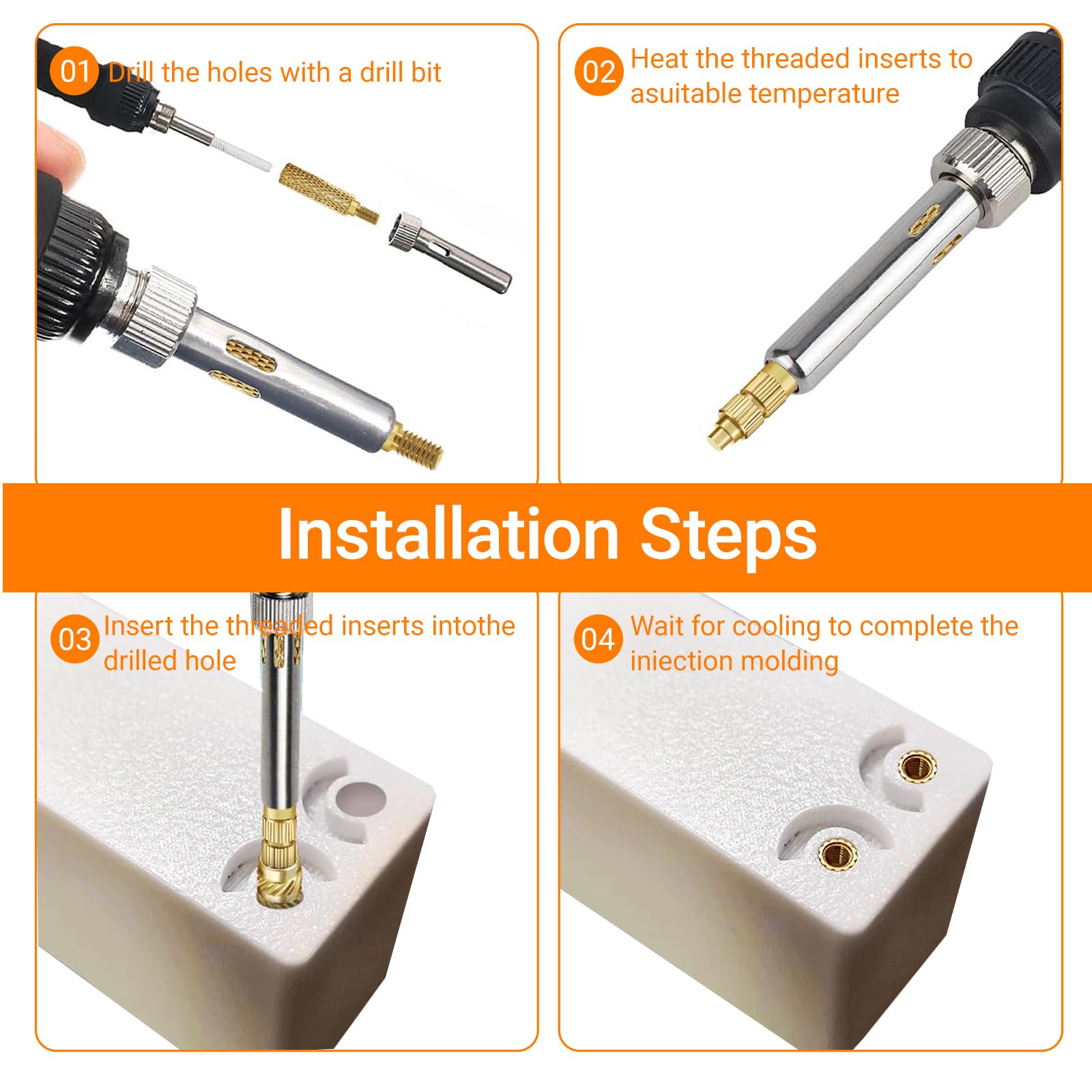 Einschmelzgewinde Einpressmuttern per Stampa 3D – Set da 360 Pezzi Inserti Filettati in Ottone M2.5/M3/M4/M5/M6 – Per Elettronica, Auto, Costruzione di Dispositivi