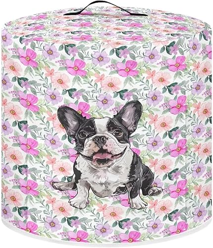 Miniatura 7 de Suobstales Funda para olla a presión con estampado de flores rosas, funda lavable para electrodomésticos de cocina con asa superior y bolsillo para