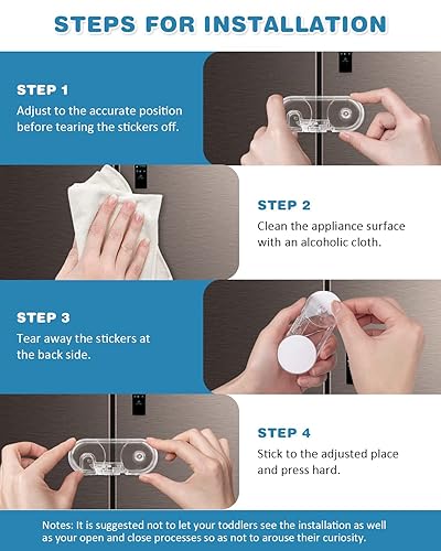 Miniatura 8 de Cerraduras de gabinete de seguridad para niños, cerraduras a prueba de bebés para armarios, paquete de 10 DUOSI sin tornillos e imanes para