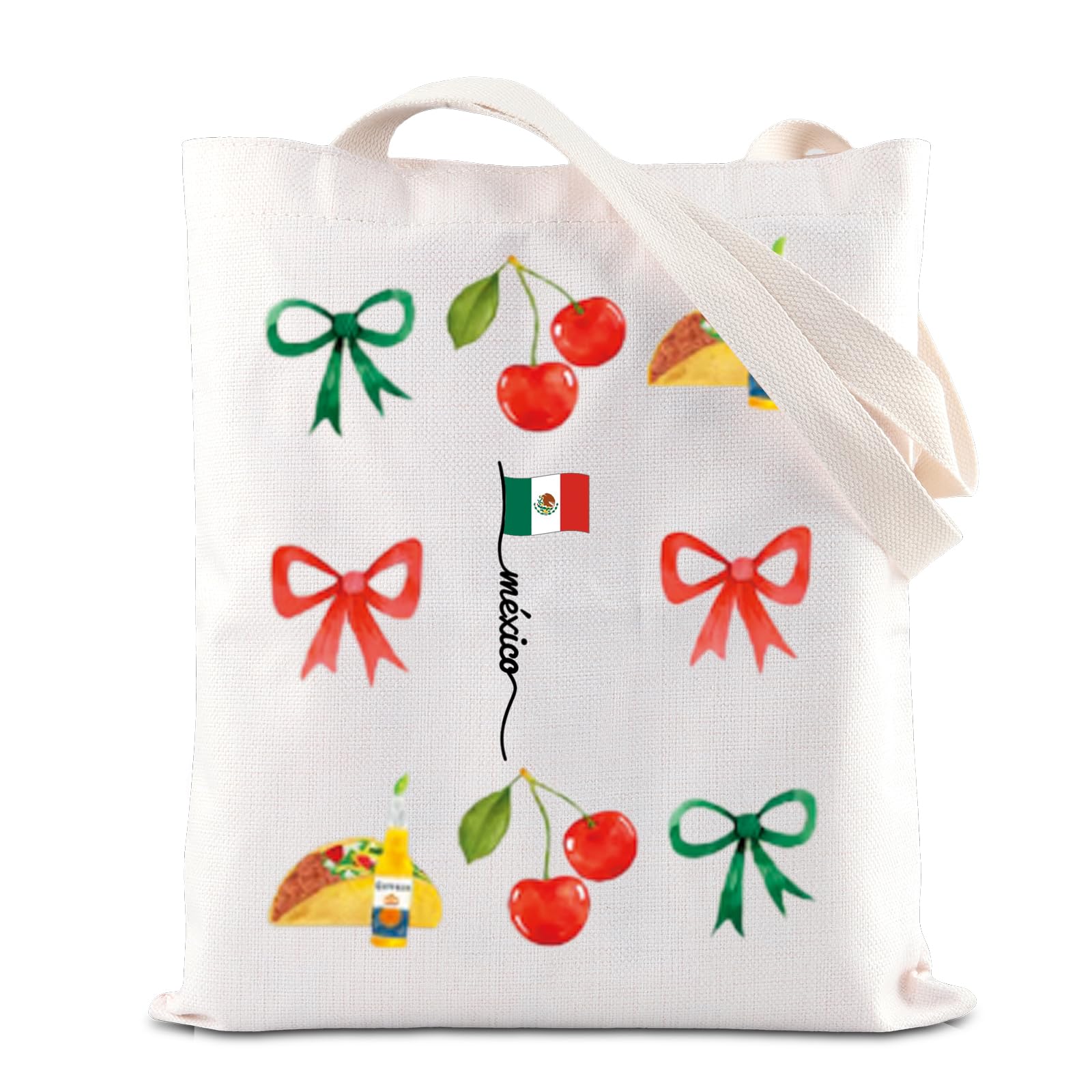 FOTAP Coquette Mexicana Tote Bag Chingona Gift Cinco de Mayo Gift Mexican Flag Quote Handbag Tacos and Beer Lover Gift