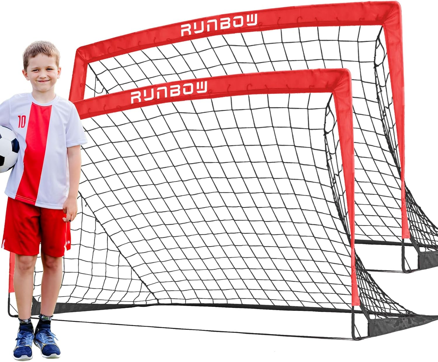 RUNBOW 5x3 ft Portable Kids Soccer Goal for Backyard Practice Soccer Net with Carry Bag