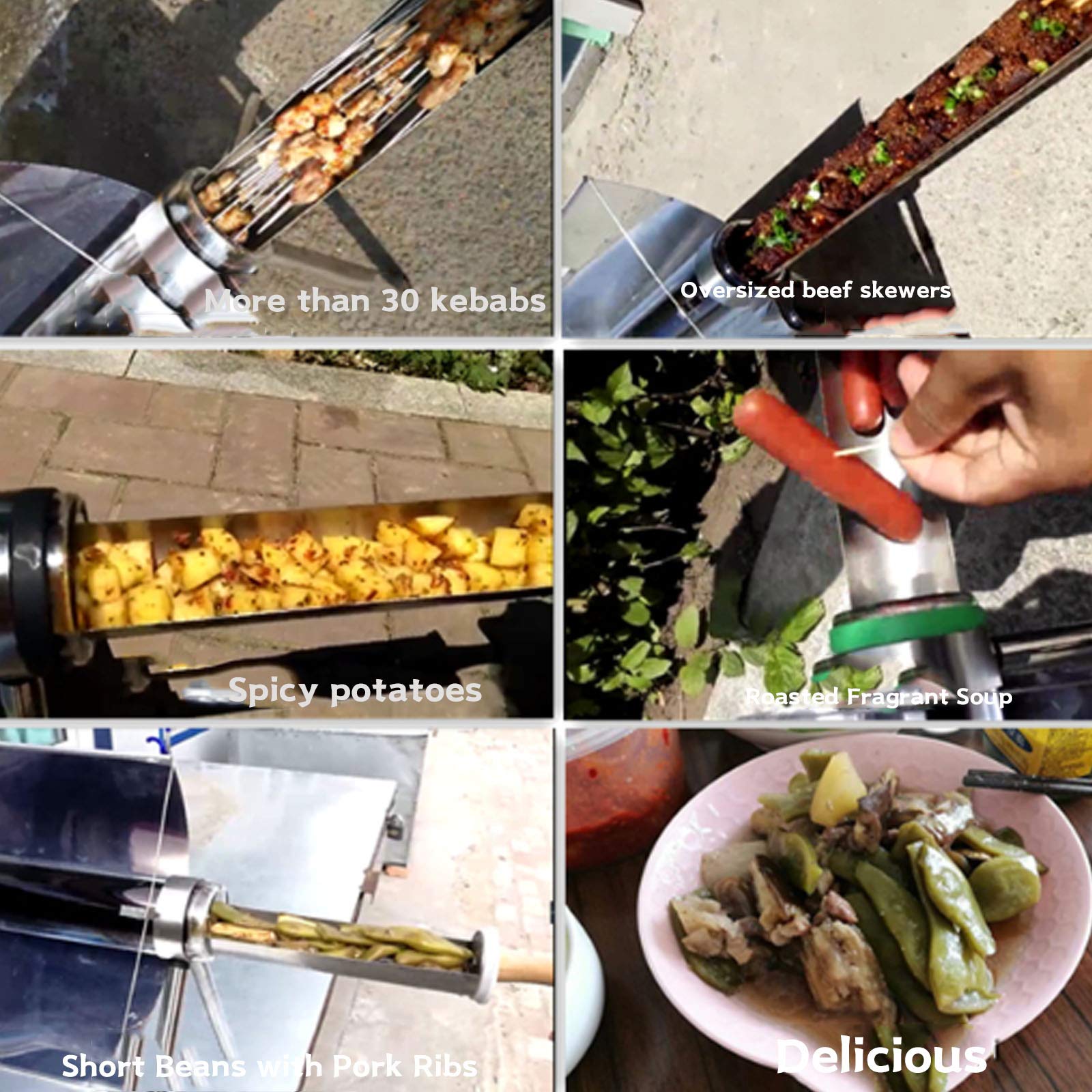 Middle Tragbarer Solargrill,Solarkocher,Faltbarer Solargrillkocher aus Edelstahl,kann in der Sonne gekocht Werden,für Reisen,Camping im Freien