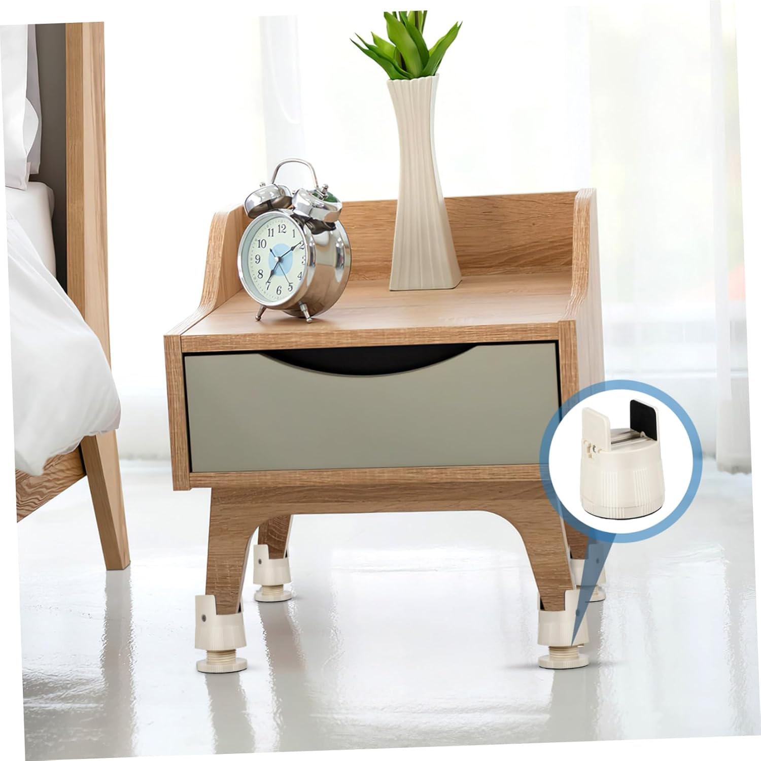 Cabilock 4 Pack Furniture Risers Desk Leg Risers Height Adjustable for Tables Chairs Beds Sturdy Non-Slip Easy Assembly