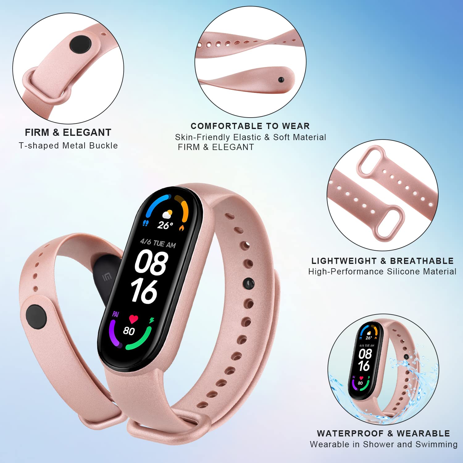 3 Silikon-Armbänder Für Xiaomi Mi Band 5/6 – Weich, Wasserfest, In Grün/Weinrot/Schwarz