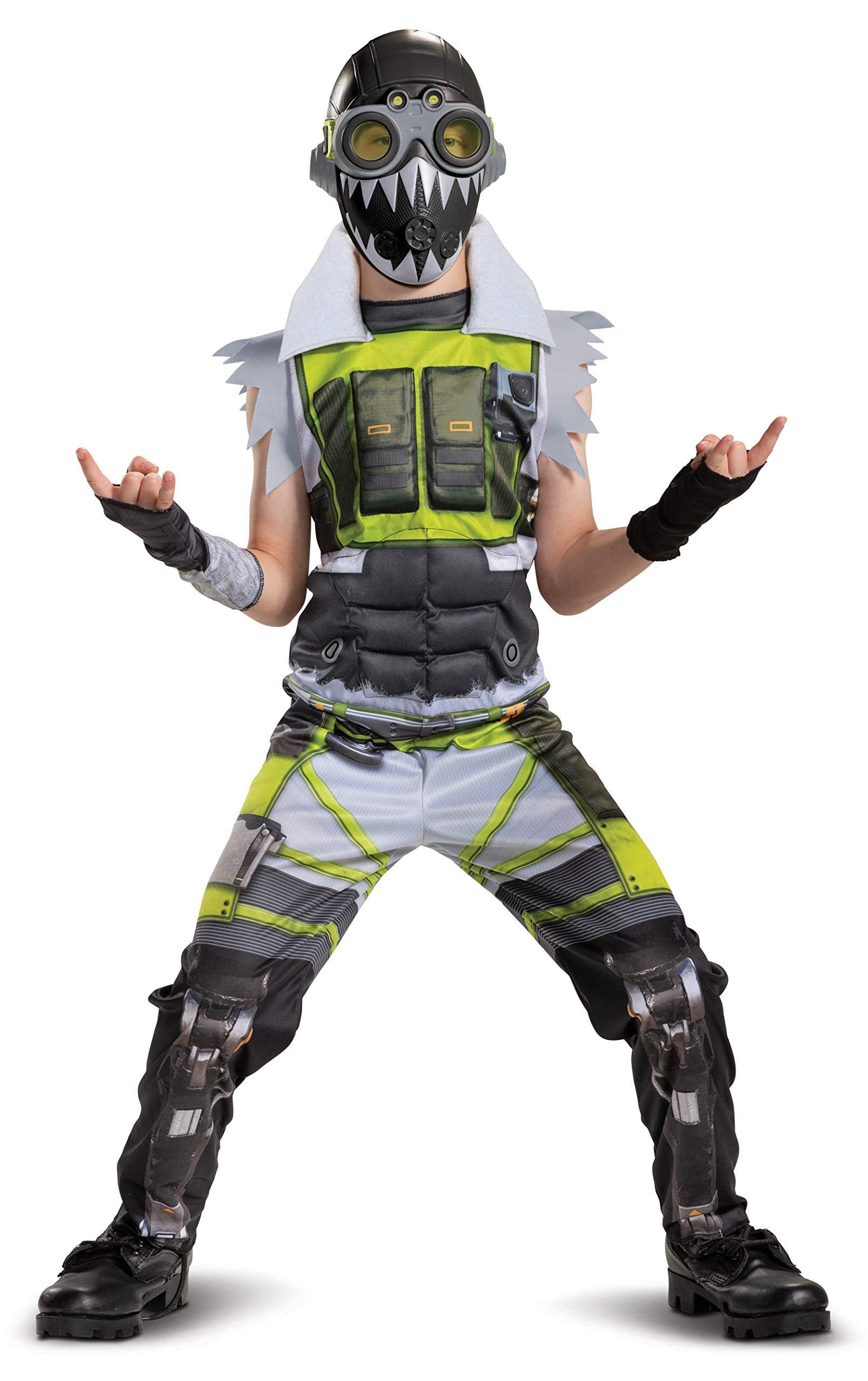 Disguise Oficjalny Strój Octane z Apex Legends dla Dzieci, Zielony Kombinezon z Mięśniami i Rękawicami