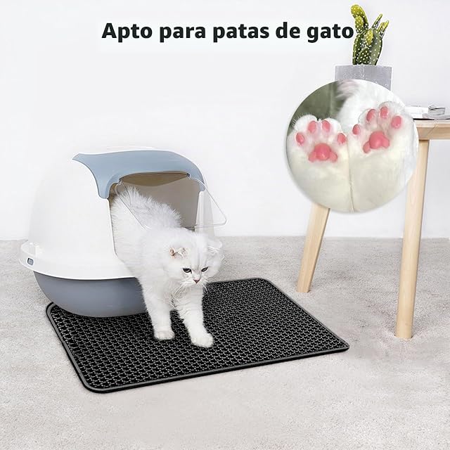 Foto 5 de 7 de Bandeja de arena para gatos, 60 x 40 cm, alfombrilla de arena para gatos, alfombrilla de doble capa