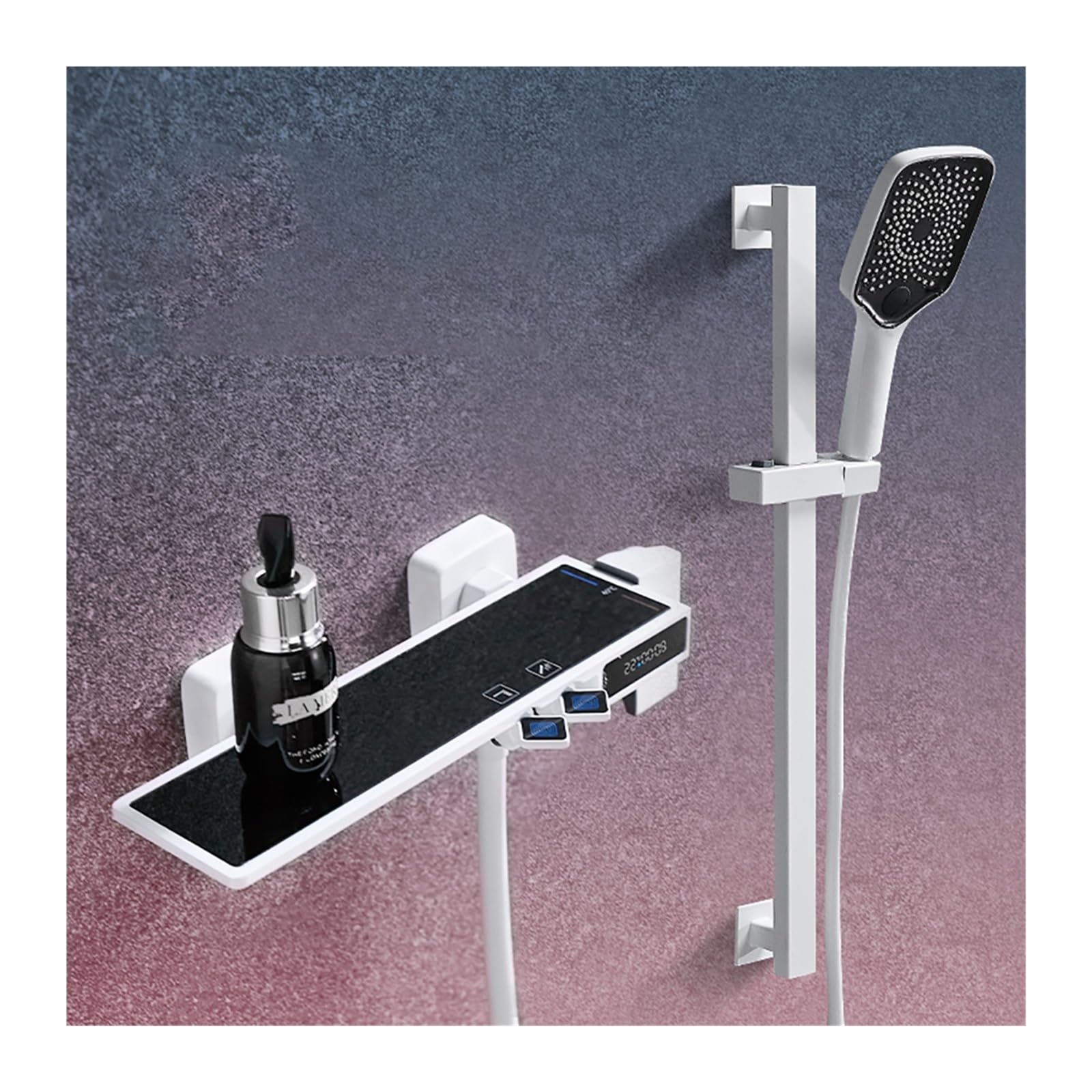 Douche simple divisée gris bronze au design thermostatique épuré et finitions soignées