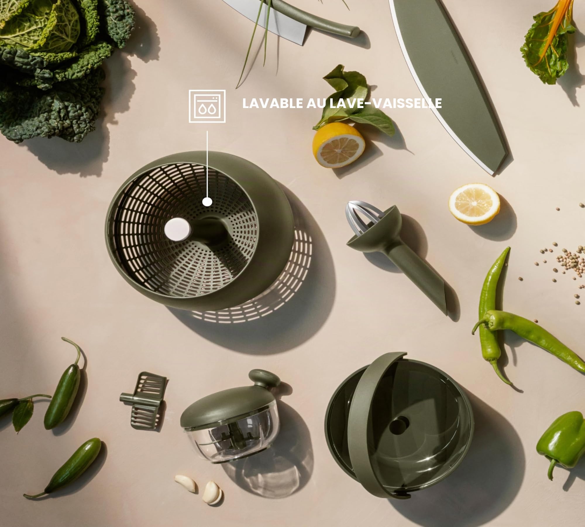 EVA SOLO | Essoreuse à Salade Outil Vert | Passe au Lave-Vaisselle | Design et fonctionnalité Danois | Outils Verts Gadgets et Accessoires de Cuisine