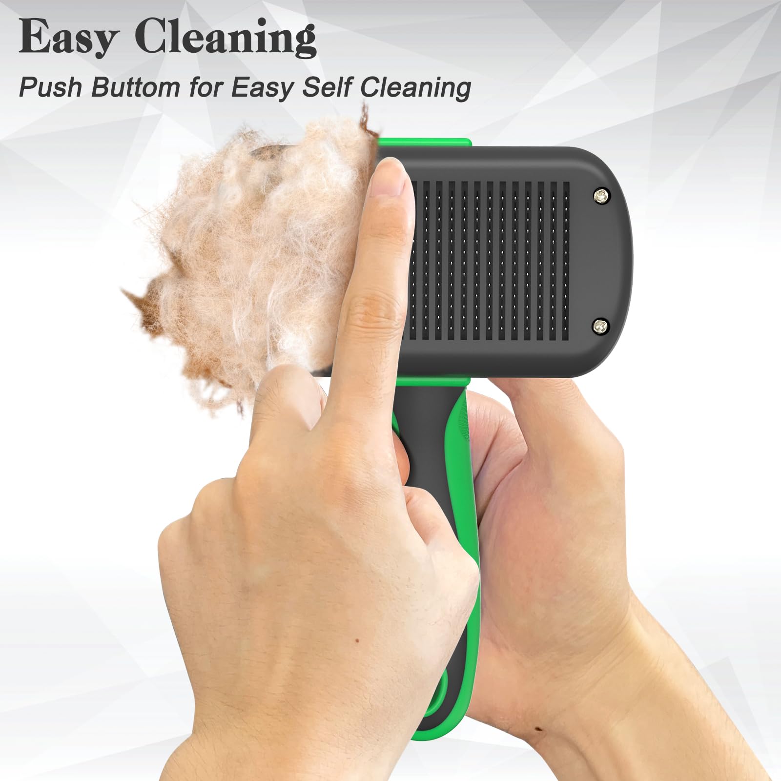 Dipoo Cepillo autolimpiante para perros y gatos, cepillo para gatos que no daña la piel, cepillo de aseo para perros, cepillo para quitar el pelo, cepillo para cachorros para perros peludos, verde