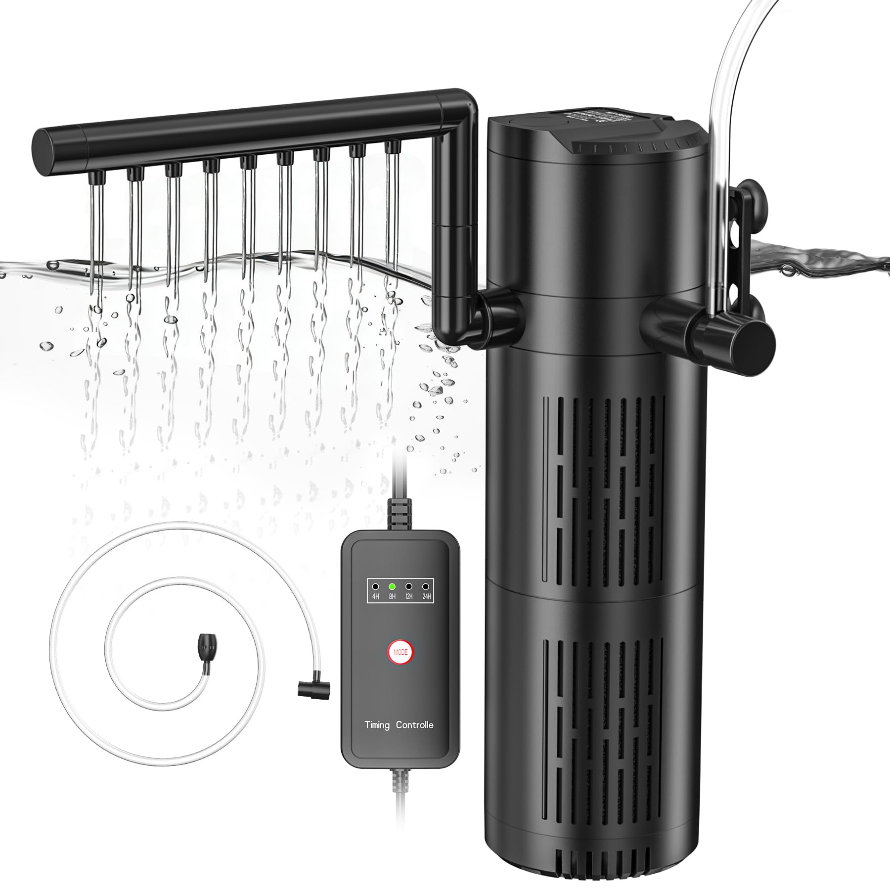 Forever Speed Filtre d’Aquarium Interne 5‑en‑1 avec Pompe Aquarium et stérilisateur UVC 6W, pour Aquariums de 60L à 150L(800L/H)
