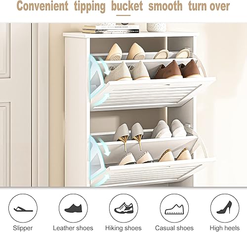 Miniatura 6 de VERYKE Zapatero independiente con 3 cajones, organizador de almacenamiento con puertas abatibles, asa y estante ajustable, todo de acero para