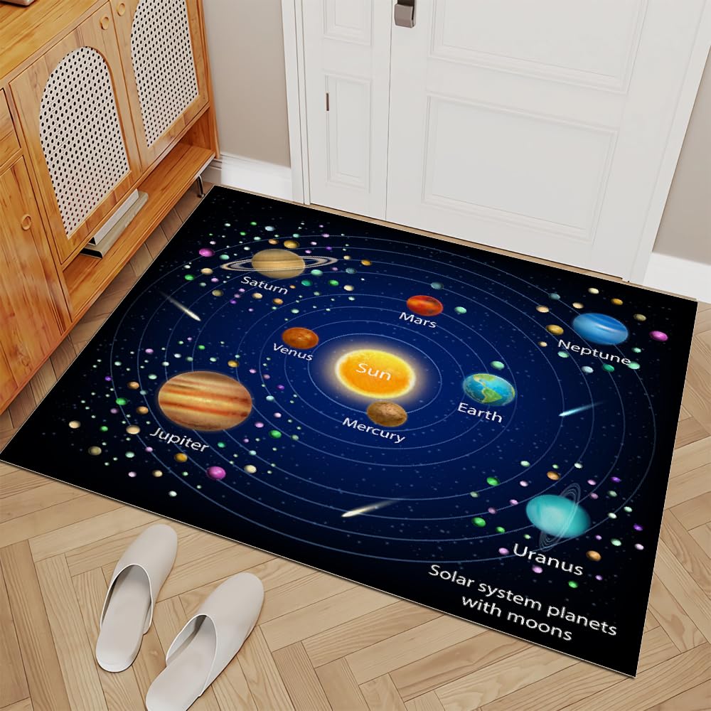 MARBRE Universum Teppich Wohnzimmer Schlafzimmer 3D Planet Sternenhimmel Teppiche rutschfest Waschbarer Kurzflor Teppich Grösse 160x230 cm Flauschig Weich Soft Home Outdoor Carpet Matte(Image 16-10)