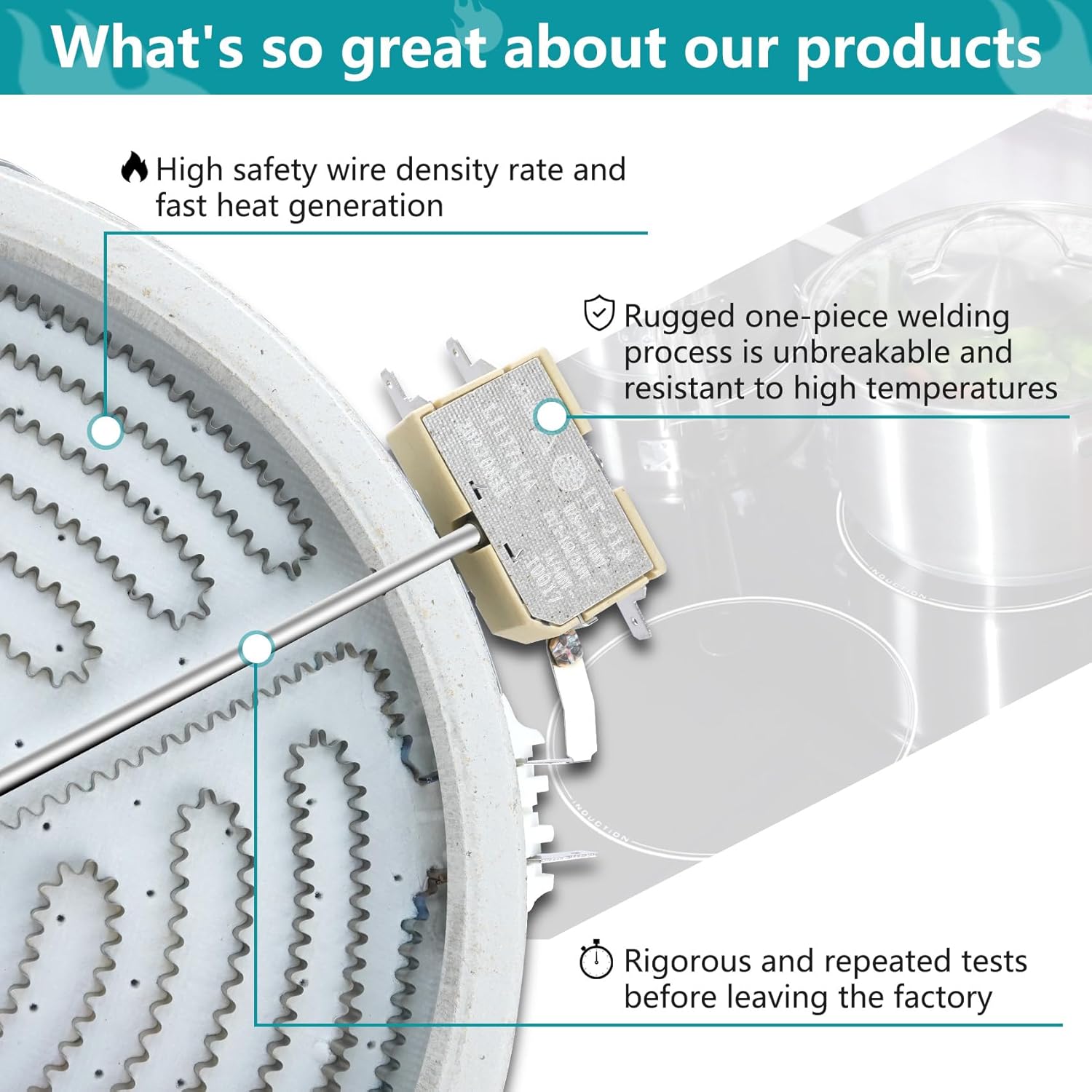 Updated W10823696 316135401 Ceramic10in W10823696 8523692 Compatible With Whirlpool Element,Compatible With Kenmore Stove Burner Replacement Replace for 316224200 316224201Radiant Surface Element