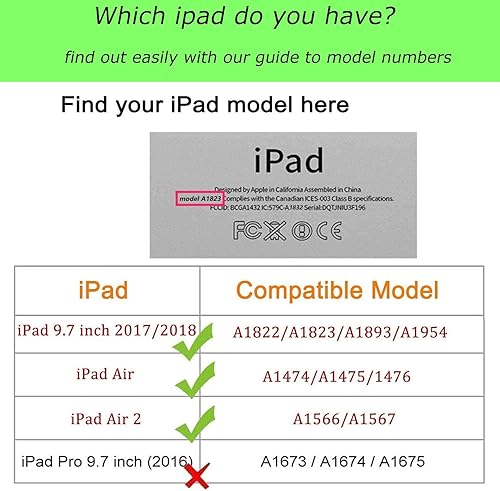 Miniatura 2 de Funda para iPad 9.7 2018 2017  iPad Air 2  Funda protectora con soporte giratorio de 360 grados con encendido automático para iPad de 9.7 pulgadas