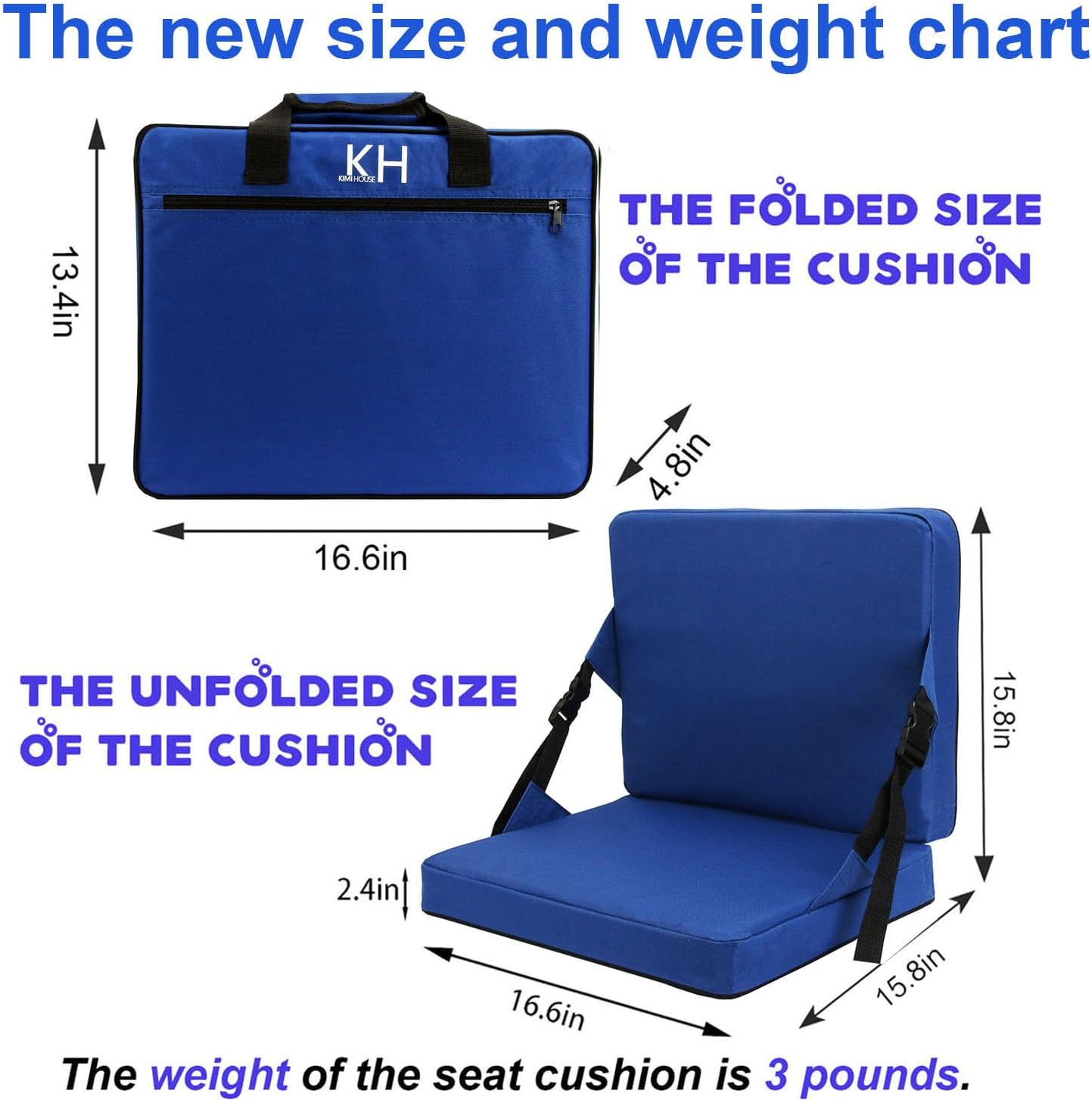 Indoor & Outdoor Folding Chair Cushion, Foldable Portable Stadium Seat,Chair Cushion for Sports Events, Outing, Travelling，Hiking, Fishing
