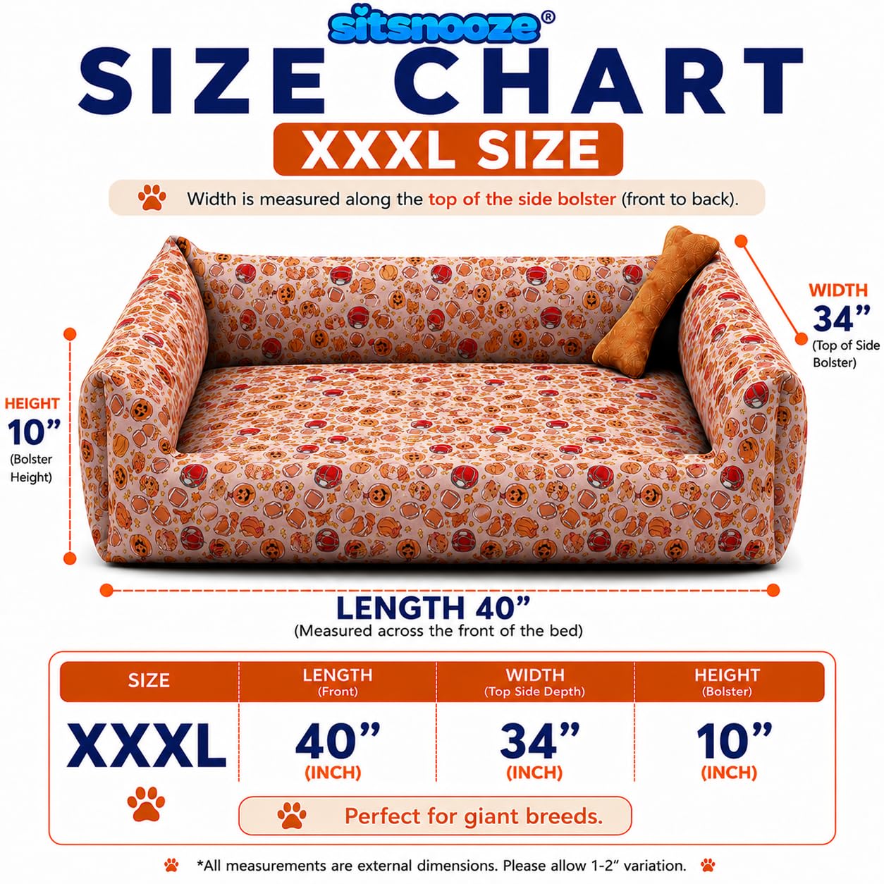 SITSNOOZE XXXL Dog Bed (45kg+) for Tibetan Mastiff, Saint Bernard