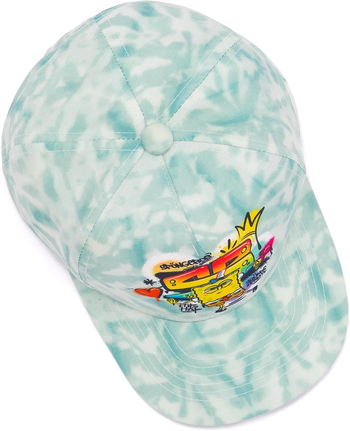 SPONGEBOB SQUAREPANTS Kids Snapback Cap | Tie Dye Summer Hat | Graffiti Sponge Bob Graphic Cap | Adjustable Clasp Headwear Multicolor